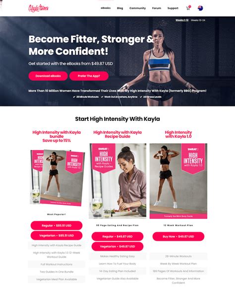 fitness training landing page.